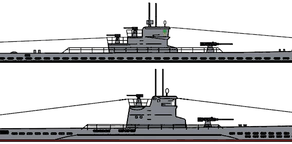 Submarine DKM U-Boat Type VIIC [Submarine [- drawings, dimensions, figures